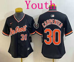 Youth Nike Detroit Tigers #30 Kerry Carpenter Black 30 front 2026 Authentic Stitched MLB Jersey