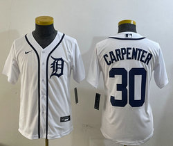 Youth Nike Detroit Tigers #30 Kerry Carpenter White Authentic Stitched MLB Jersey