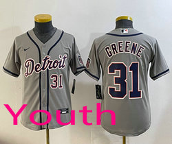 Youth Nike Detroit Tigers #31 Riley Greene Gray Authentic Stitched MLB Jersey
