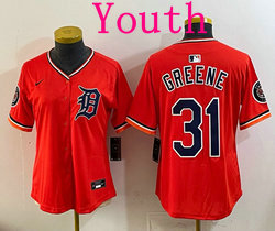 Youth Nike Detroit Tigers #31 Riley Greene Orange 2026 MLB Jersey