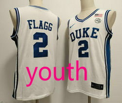 Youth Nike Duke Blue Devils #2 Cooper Flagg white Light Blue number NCAA jersey