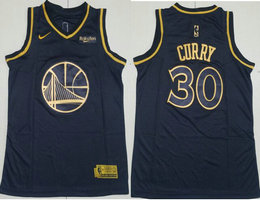 Youth Nike Golden State Warriors #30 Stephen Curry Black Gold NBA jersey