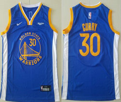 Youth Nike Golden State Warriors #30 Stephen Curry Blue Finished Icon Edition With Advertising patch Jersey