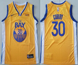 Youth Nike Golden State Warriors #30 Stephen Curry Gold Finished Statement Edition With Advertising patch Jersey