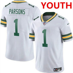 Youth Nike Green Bay Packers #1 Micah Parsons White Vapor Untouchable NFL Jerseys