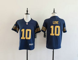 Youth Nike Green Bay Packers #10 Jordan Love Blue Throwback Stitched Football Jersey