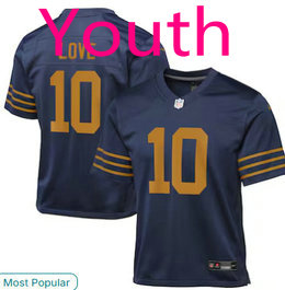 Youth Nike Green Bay Packers #10 Jordan Love Navy throwback NFL Jersey