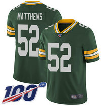 Youth Nike Green Bay Packers #52 Clav Matthews 100th Season Green Vapor Untouchable Limited Authentic Stitched NFL Jersey