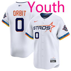 Youth Nike Houston Astros #0 Orbit White 2025 City Stitched MLB Jersey