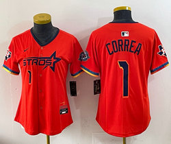 Youth Nike Houston Astros #1 Carlos Correa Orange 4(IV) 2025 City Stitched MLB Jersey