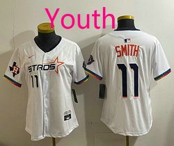 Youth Nike Houston Astros #11 Cam Smith White 4(IV) Joint Authentic Stitched MLB Jersey