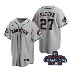 Youth Nike Houston Astros #27 Jose Altuve 2022 World Series Champions Gray Game Authentic Stitched MLB Jersey