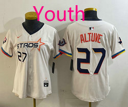 Youth Nike Houston Astros #27 Jose Altuve Cream 4(IV) Joint Stitched MLB Jersey