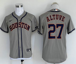 Youth Nike Houston Astros #27 Jose Altuve Gray Game Authentic Stitched MLB Jersey