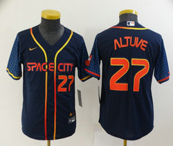 Youth Nike Houston Astros #27 Jose Altuve Navy 2022 City 27 in front Game Authentic Stitched MLB Jersey