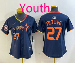Youth Nike Houston Astros #27 Jose Altuve Navy 3(III) Joint Authentic Stitched MLB Jersey