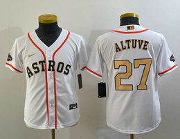 Youth Nike Houston Astros #27 Jose Altuve White Champions Authentic Stitched MLB Jersey