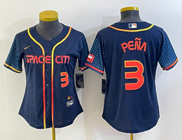 Youth Nike Houston Astros #3 Jeremy Pena Blue City #3 on front Authentic Stitched MLB Jersey