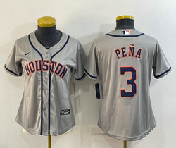 Youth Nike Houston Astros #3 Jeremy Pena Gray Authentic Stitched MLB Jersey