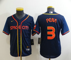 Youth Nike Houston Astros #3 Jeremy Pena Navy 2022 City Authentic Stitched MLB Jersey