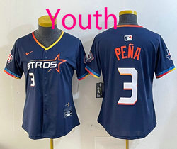 Youth Nike Houston Astros #3 Jeremy Pena Navy 4(IV) Joint Stitched MLB Jersey