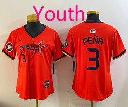 Youth Nike Houston Astros #3 Jeremy Pena Orange 3(III) Joint Authentic Stitched MLB Jersey