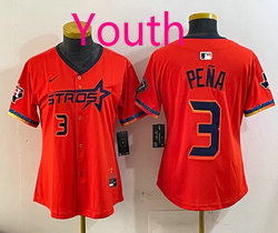Youth Nike Houston Astros #3 Jeremy Pena Orange 4(IV) Joint Stitched MLB Jersey