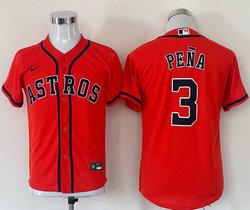 Youth Nike Houston Astros #3 Jeremy Pena Red Authentic Stitched MLB Jersey