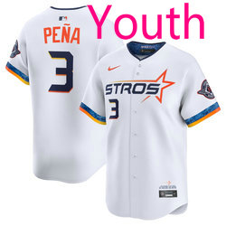 Youth Nike Houston Astros #3 Jeremy Pena White 2025 City Stitched MLB Jersey