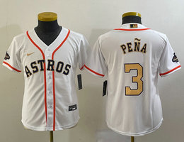 Youth Nike Houston Astros #3 Jeremy Pena White Champions Authentic Stitched MLB Jersey