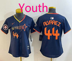 Youth Nike Houston Astros #44 Yordan Alvarez Navy 3(III) Joint Authentic Stitched MLB Jersey