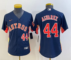 Youth Nike Houston Astros #44 Yordan Alvarez Navy 44 in front Authentic Stitched MLB Jersey