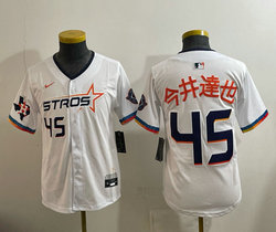 Youth Nike Houston Astros #45 今井達也 White 2025 City Connect With Texas Patch jersey