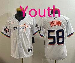 Youth Nike Houston Astros #58 Hunter Brown White 4(IV) Joint Stitched MLB Jersey