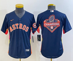 Youth Nike Houston Astros Blank Navy team Logo Authentic Stitched MLB Jersey