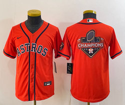 Youth Nike Houston Astros Blank Orange with big champion logo Authentic Stitched MLB Jersey