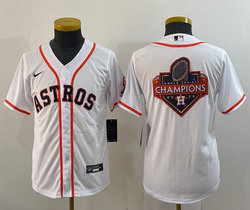 Youth Nike Houston Astros Blank White with big champion logo Authentic Stitched MLB Jersey