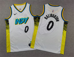 Youth Nike Indiana Pacers #0 Tyrese Haliburton White 2024-25 City Stitched Basketball Jersey