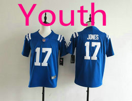 Youth Nike Indianapolis Colts #17 Riley Leonard Blue Authentic Stitched NFL Jersey