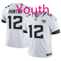 Youth Nike Jacksonville Jaguars #12 Travis Hunter White Authentic Stitched NFL Jersey