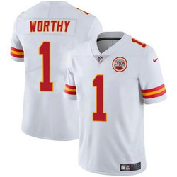Youth Nike Kansas City Chiefs #1 Xavier Worthy White Vapor Untouchable Authentic stitched NFL jersey