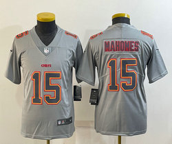 Youth Nike Kansas City Chiefs #15 Patrick Mahomes Gray Atmosphere Authentic Stitched jersey