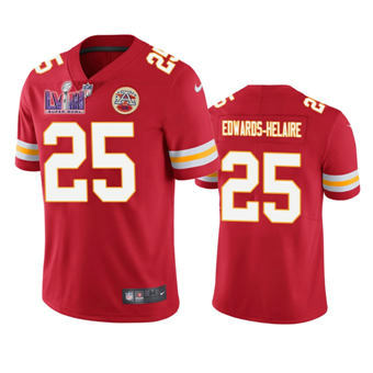 Youth Nike Kansas City Chiefs #25 Clyde Edwards-Helaire Red Vapor Untouchable With 2024 Super Bowl (LVIII ) patch Jersey
