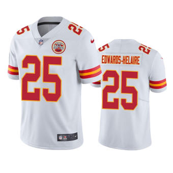 Youth Nike Kansas City Chiefs #25 Clyde Edwards-Helaire White Vapor Untouchable Authentic stitched NFL jersey