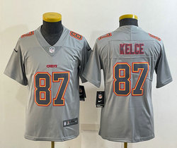 Youth Nike Kansas City Chiefs #87 Travis Kelce Gray Atmosphere Authentic Stitched jersey