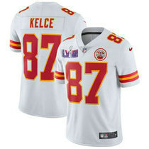 Youth Nike Kansas City Chiefs #87 Travis Kelce White Vapor Untouchable With 2024 Super Bowl (LVIII ) patch Jersey