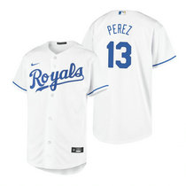 Youth Nike Kansas City Royals #13 Salvador Perez White Game Authentic Stitched MLB Jersey