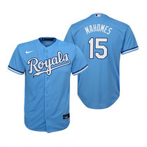 Youth Nike Kansas City Royals #15 Patrick Mahomes Light Blue Game Authentic Stitched MLB Jersey