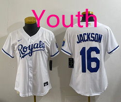 Youth Nike Kansas City Royals #16 Bo Jackson White Authentic Stitched MLB Jersey
