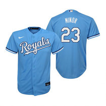 Youth Nike Kansas City Royals #23 Mike Minor Light Blue Game Authentic Stitched MLB Jersey